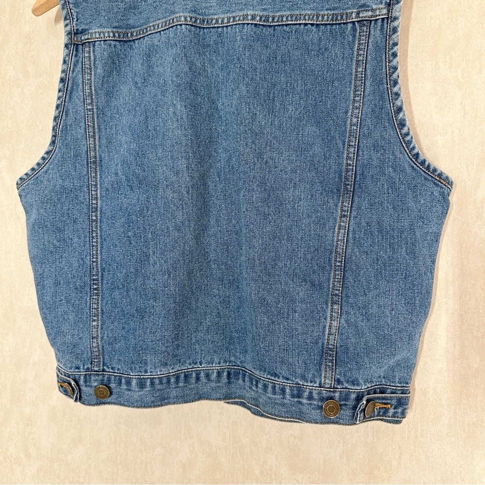 St. John’s Bay Women’s Vintage Denim Vest Corduroy Collar Full Zip Barncore L - Picture 7 of 12
